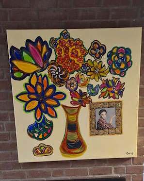VAAS MET BLOEMEN 100 X100 CM PRIJS € 379 =